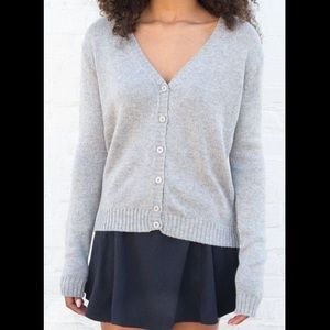 Brandy Melville Billie Wool Cashmere Blend Cardigan Light Grey